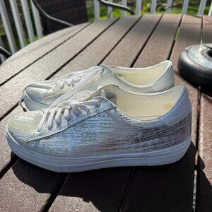 Madeleine UK Leather White and Silver Sneaker